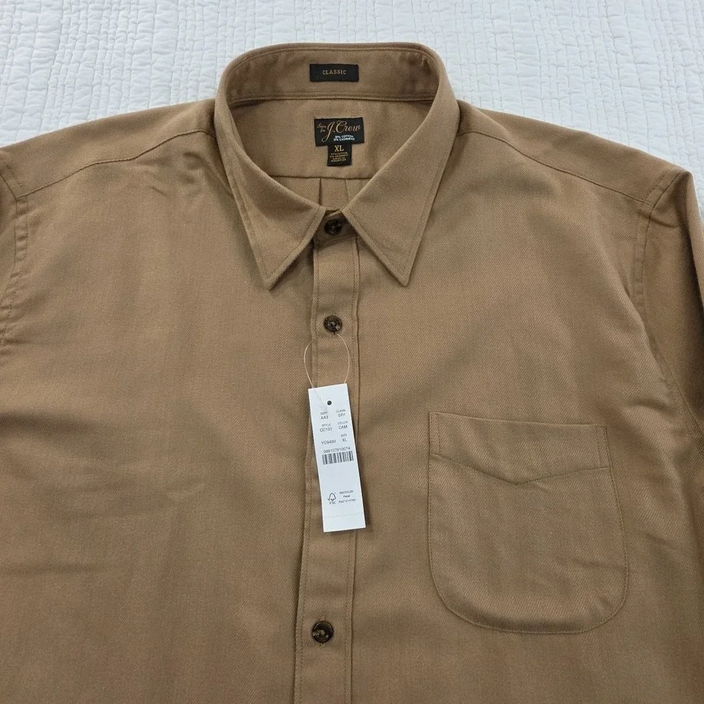 J.Crew Cotton-Cashmere Blend Shirt Mens XL Camel NWT CC100 NEW Preppy Old Money